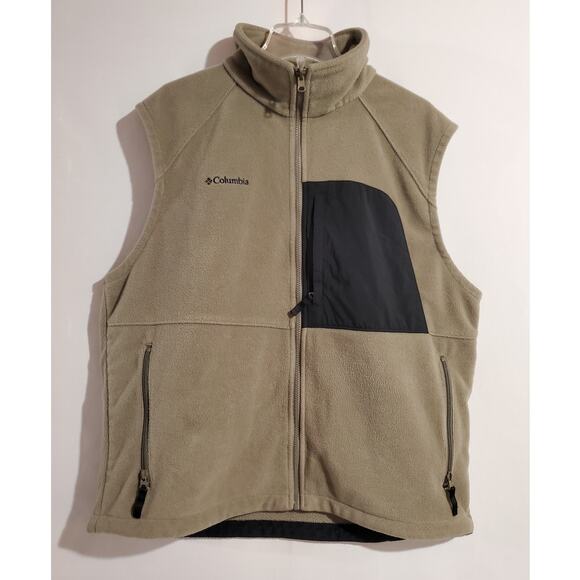 Columbia Interchange Fleece Full Zip Vest Mens Size XL Tan Pockets Gorpcore - Picture 1 of 10